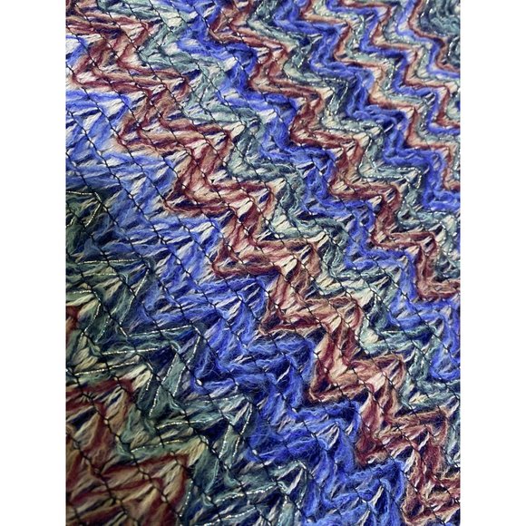 Missoni Chevron Wool Mohair Metallic Fringe Scarf - Picture 8 of 8